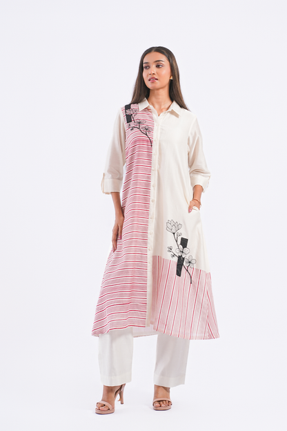 Epilogue Handloom Chanderi Kurta (Ivory)