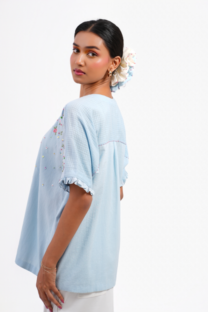 Bluebell Pure Mulmul Top (Blue)