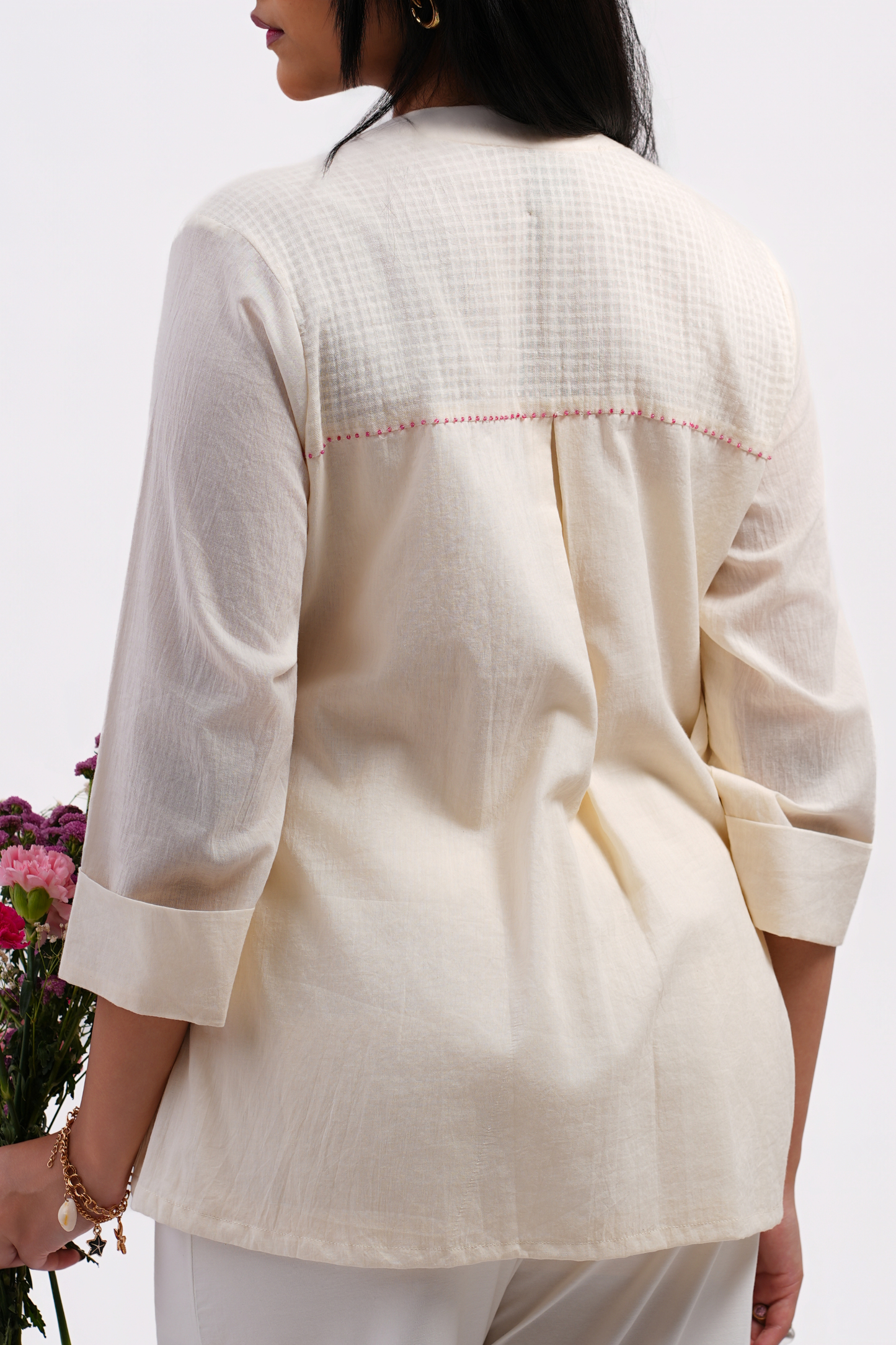 Daisy Pure Mulmul Top (Ivory)