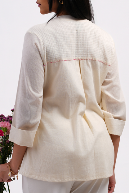 Daisy Pure Mulmul Top (Ivory)