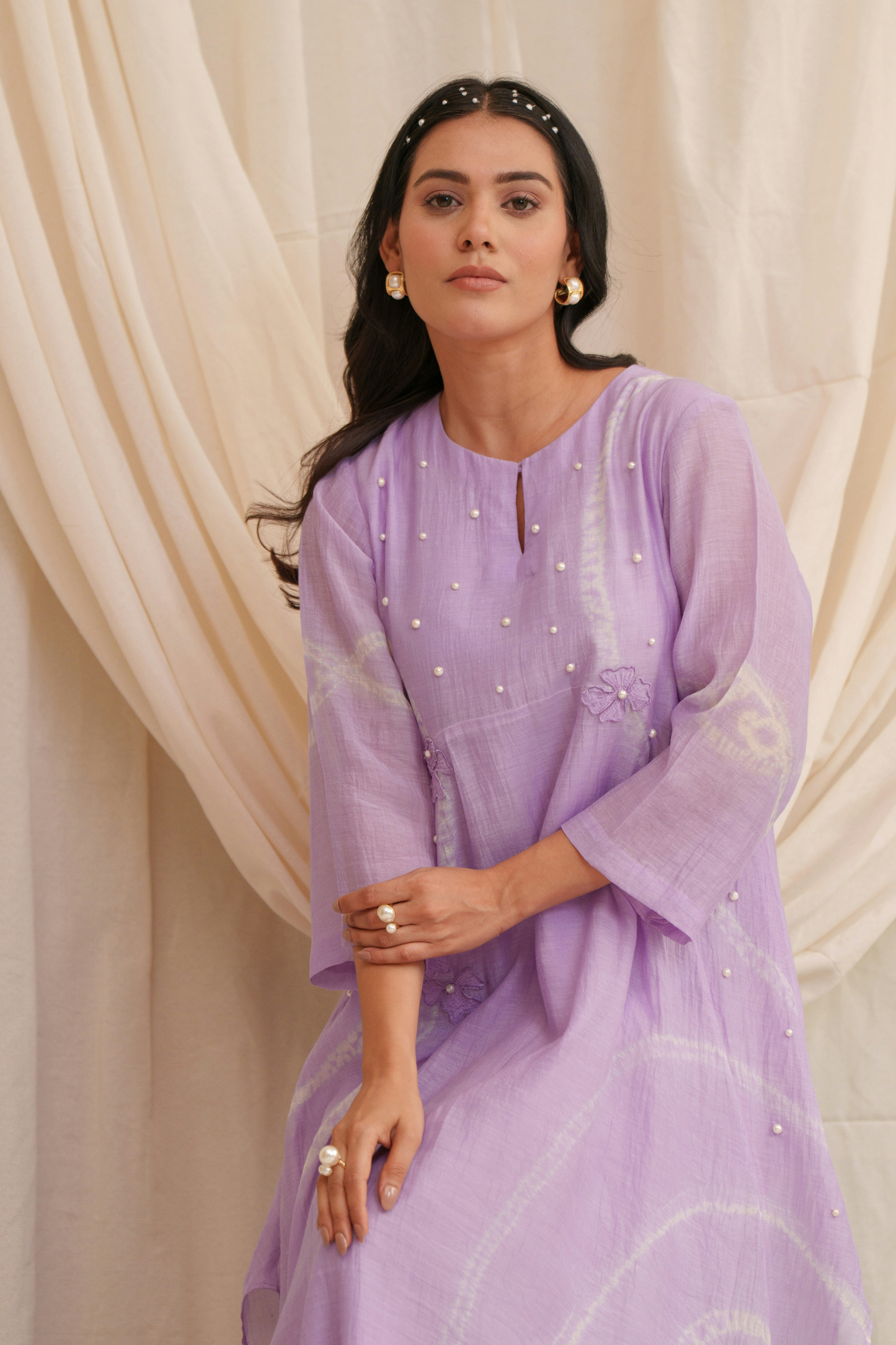 Lyrical (Lilac) Mul Chanderi Dress