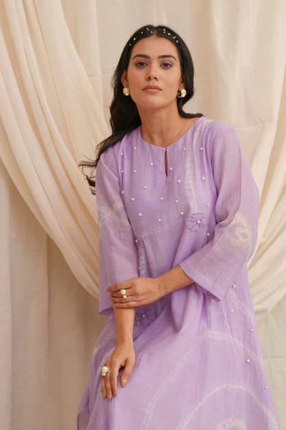 Lyrical (Lilac) Mul Chanderi Dress