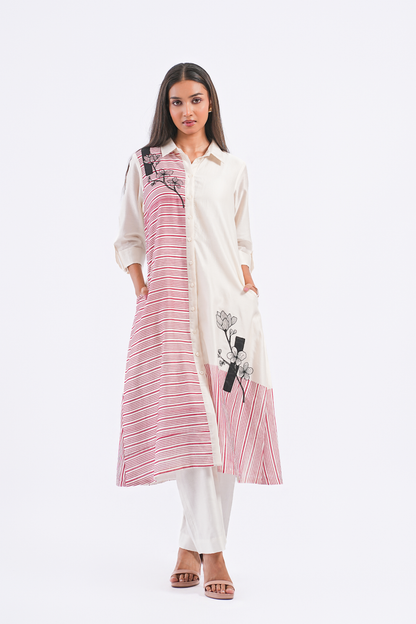 Epilogue Handloom Chanderi Kurta (Ivory)