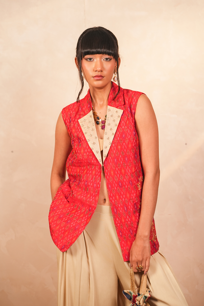 Parijaat Ikat Jacket (Red)