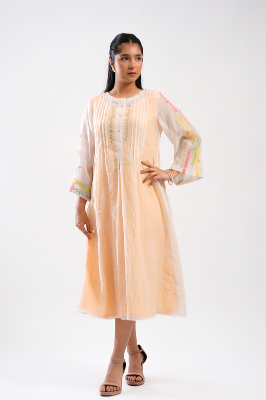 Pistachio Haze Mul Chanderi Dress
