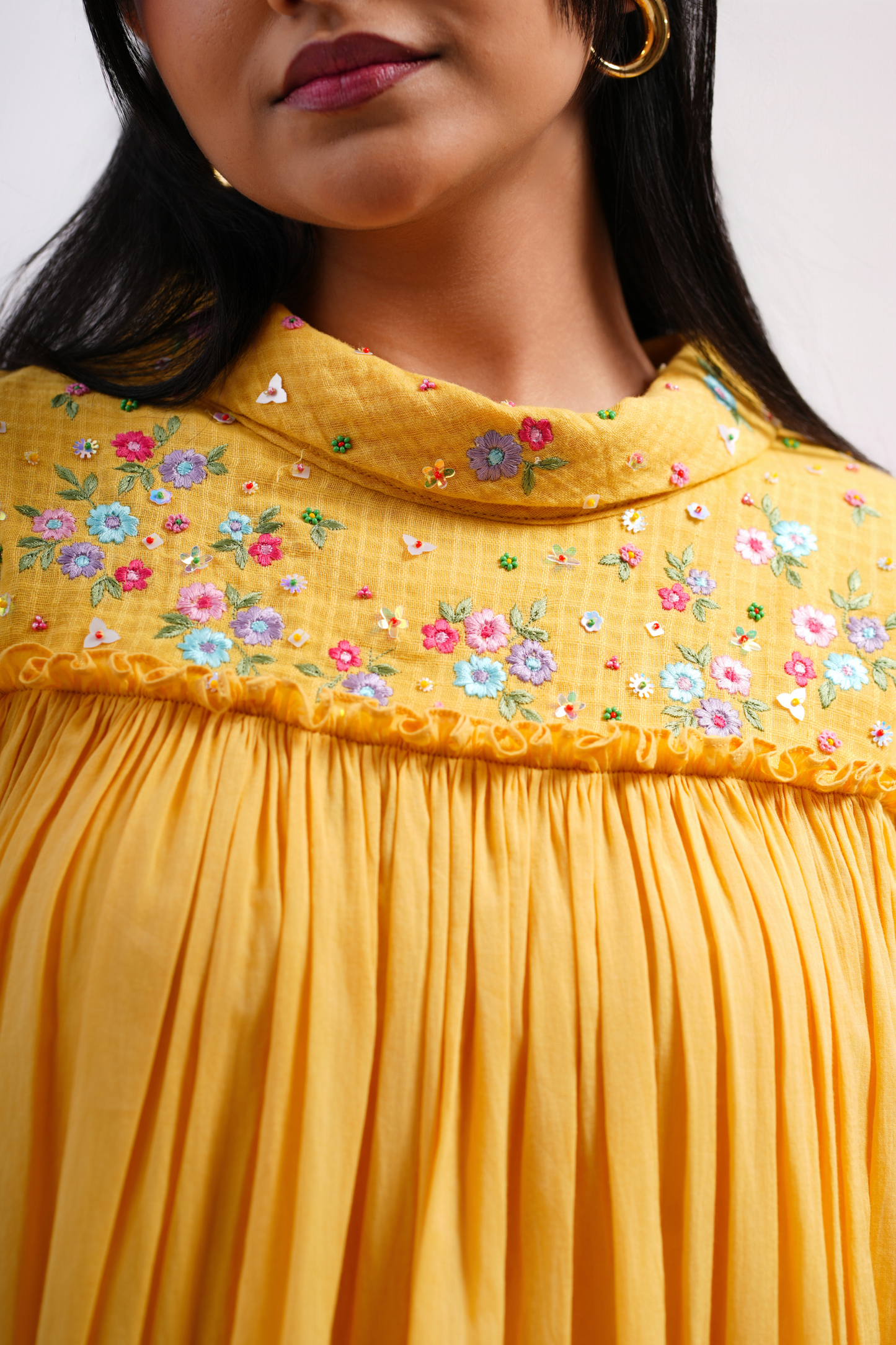Buttercup Pure Mulmul Dress (Yellow)