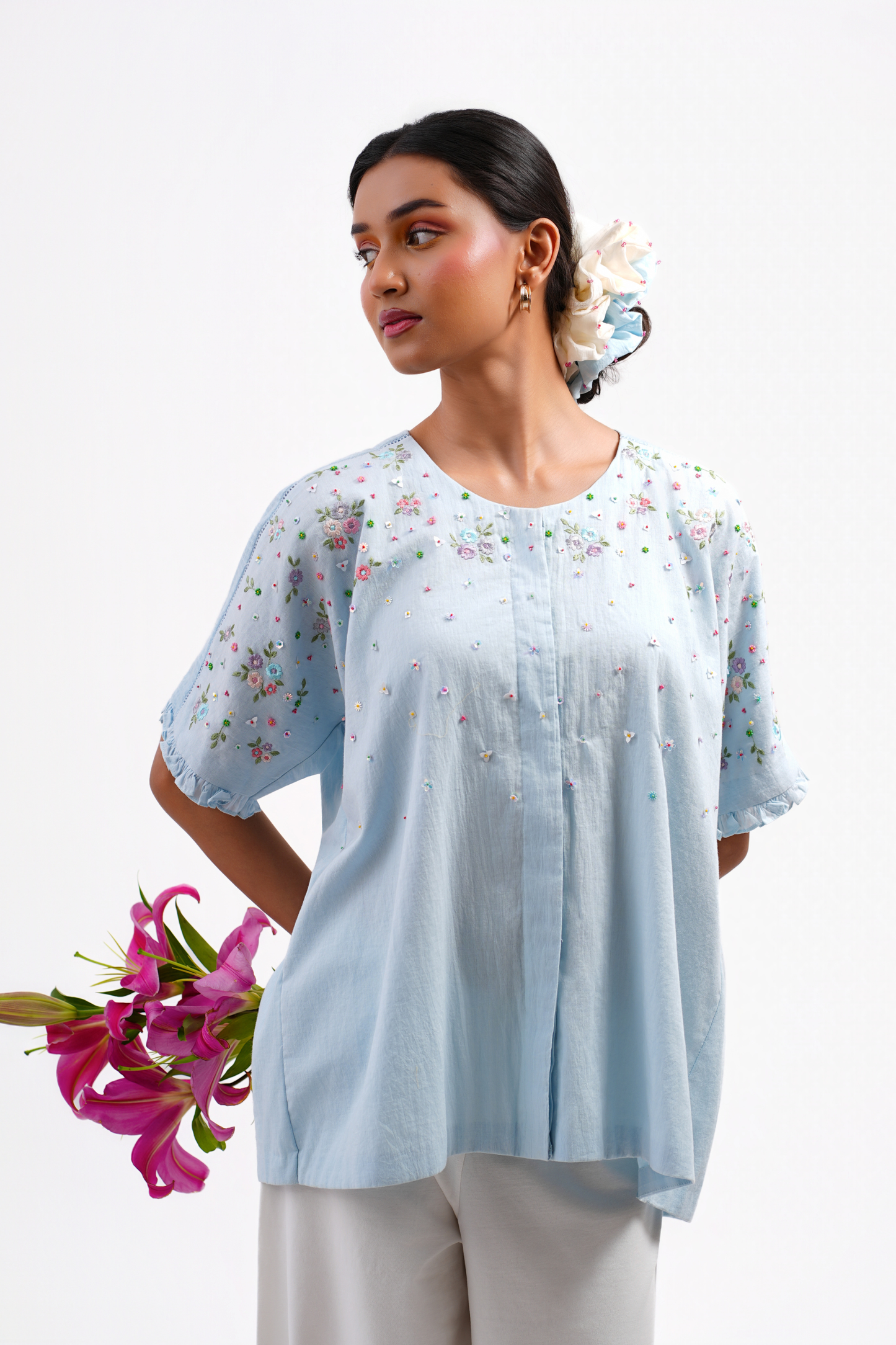 Bluebell Pure Mulmul Top (Blue)