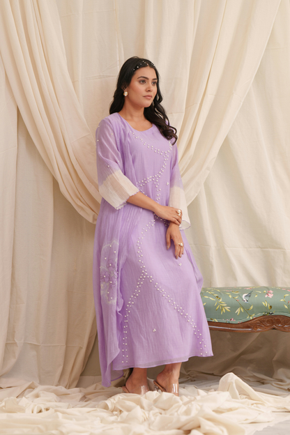 Haiku (Lilac) Mul Chanderi Dress