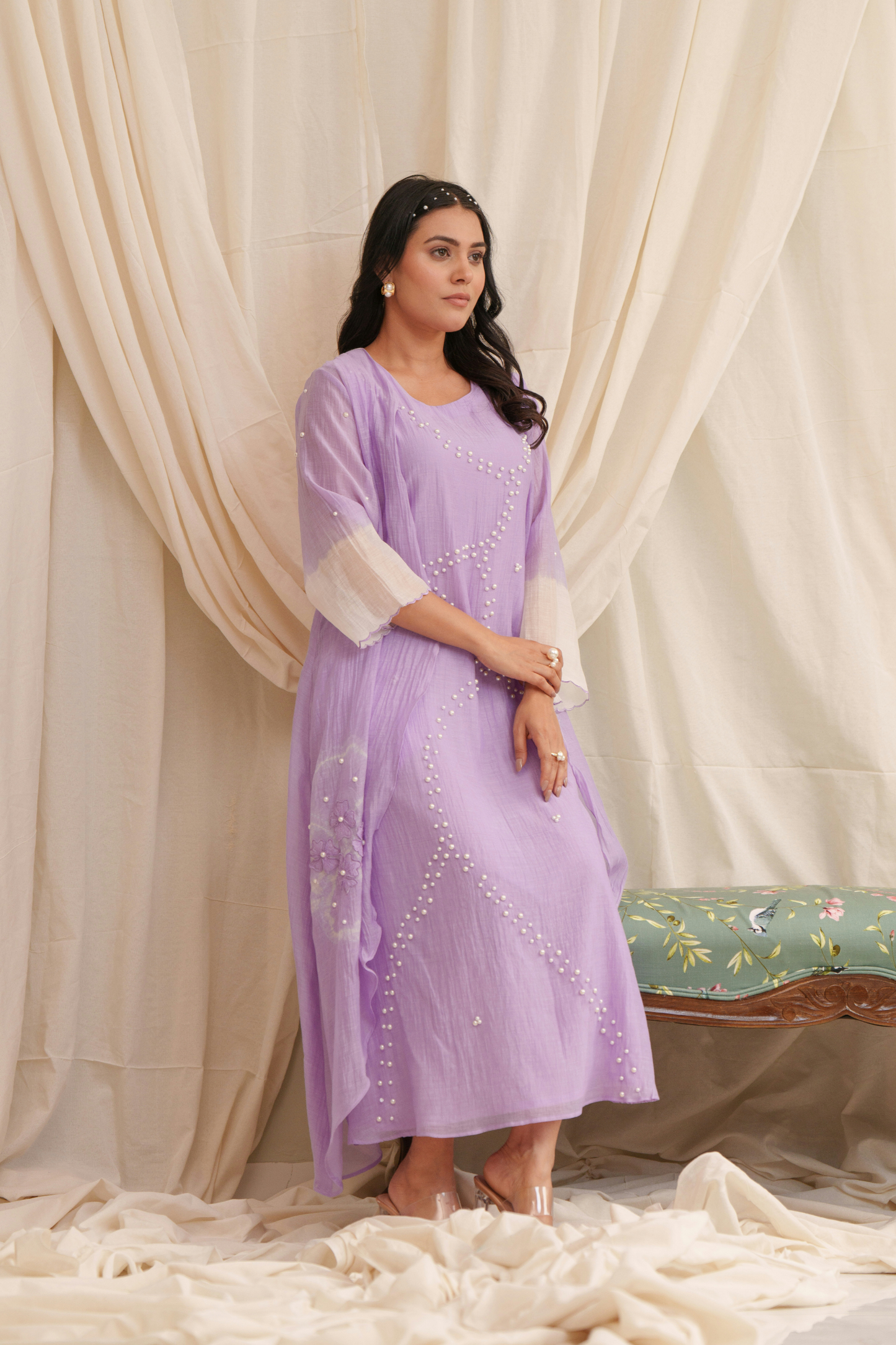 Haiku (Lilac) Mul Chanderi Dress