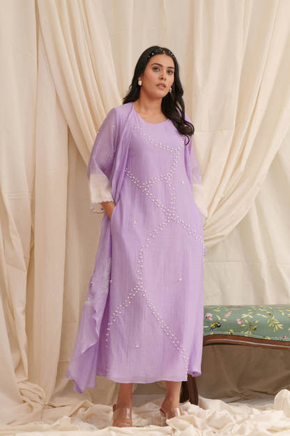 Haiku (Lilac) Mul Chanderi Dress