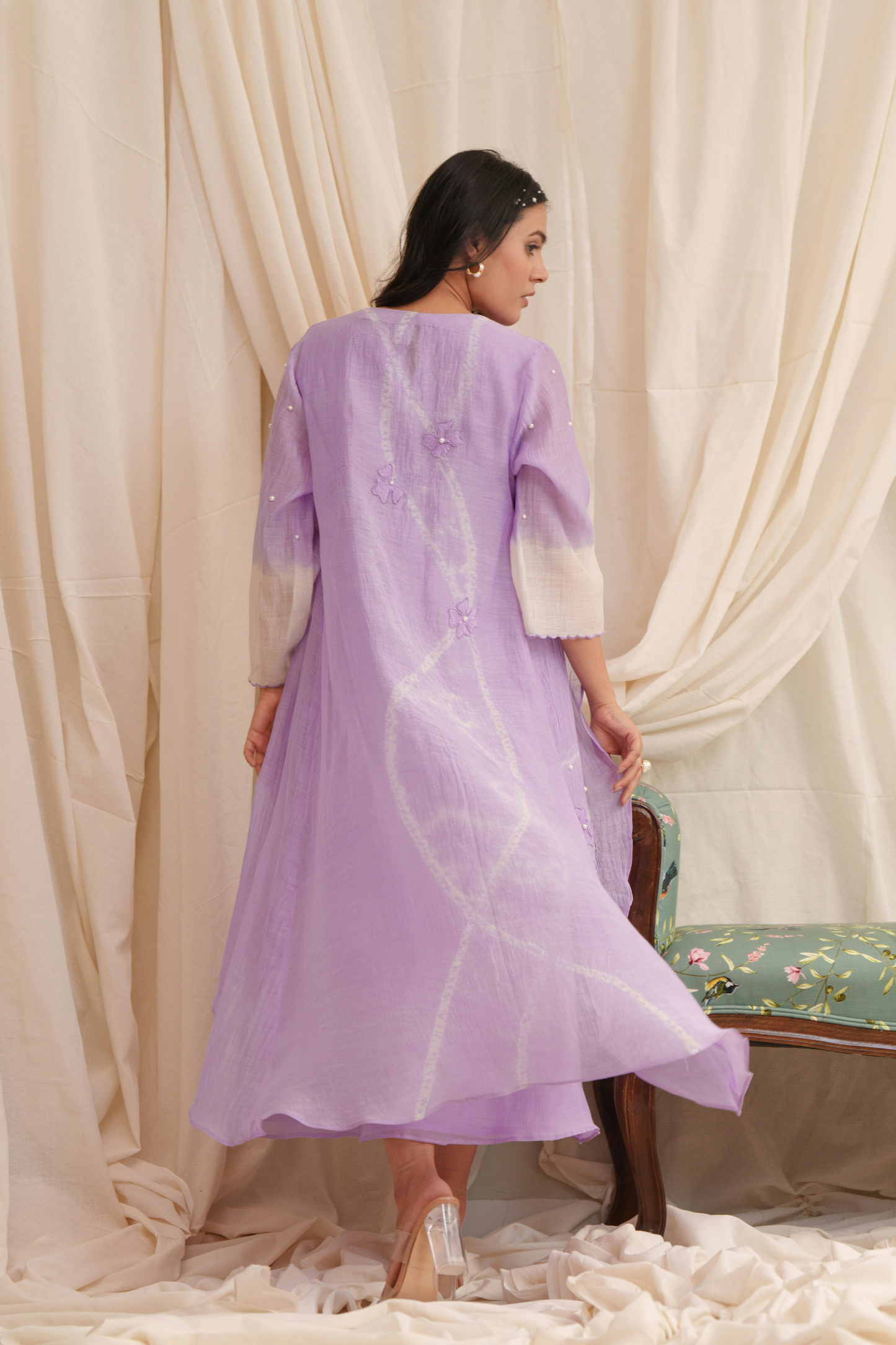 Haiku (Lilac) Mul Chanderi Dress