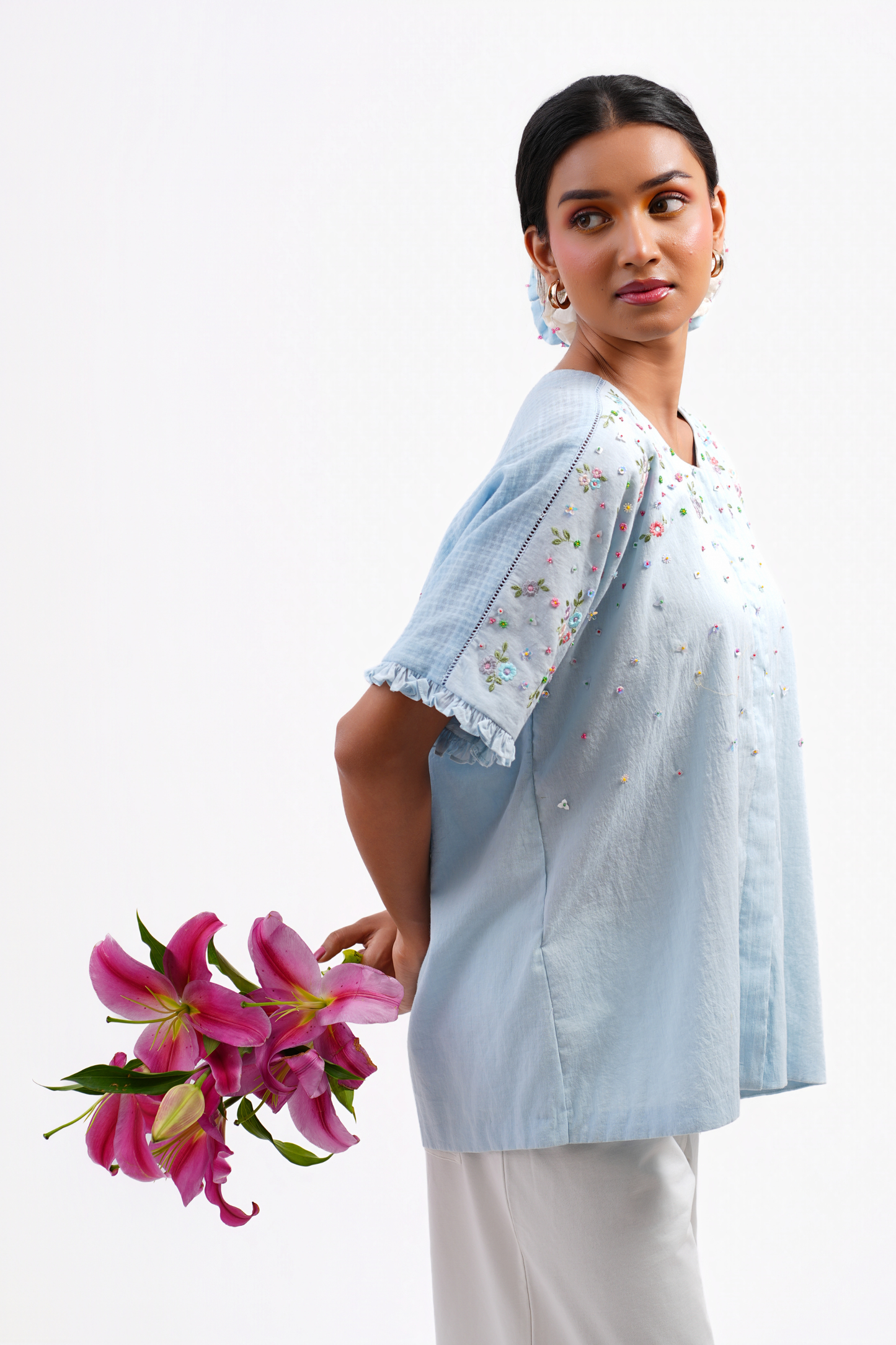 Bluebell Pure Mulmul Top (Blue)