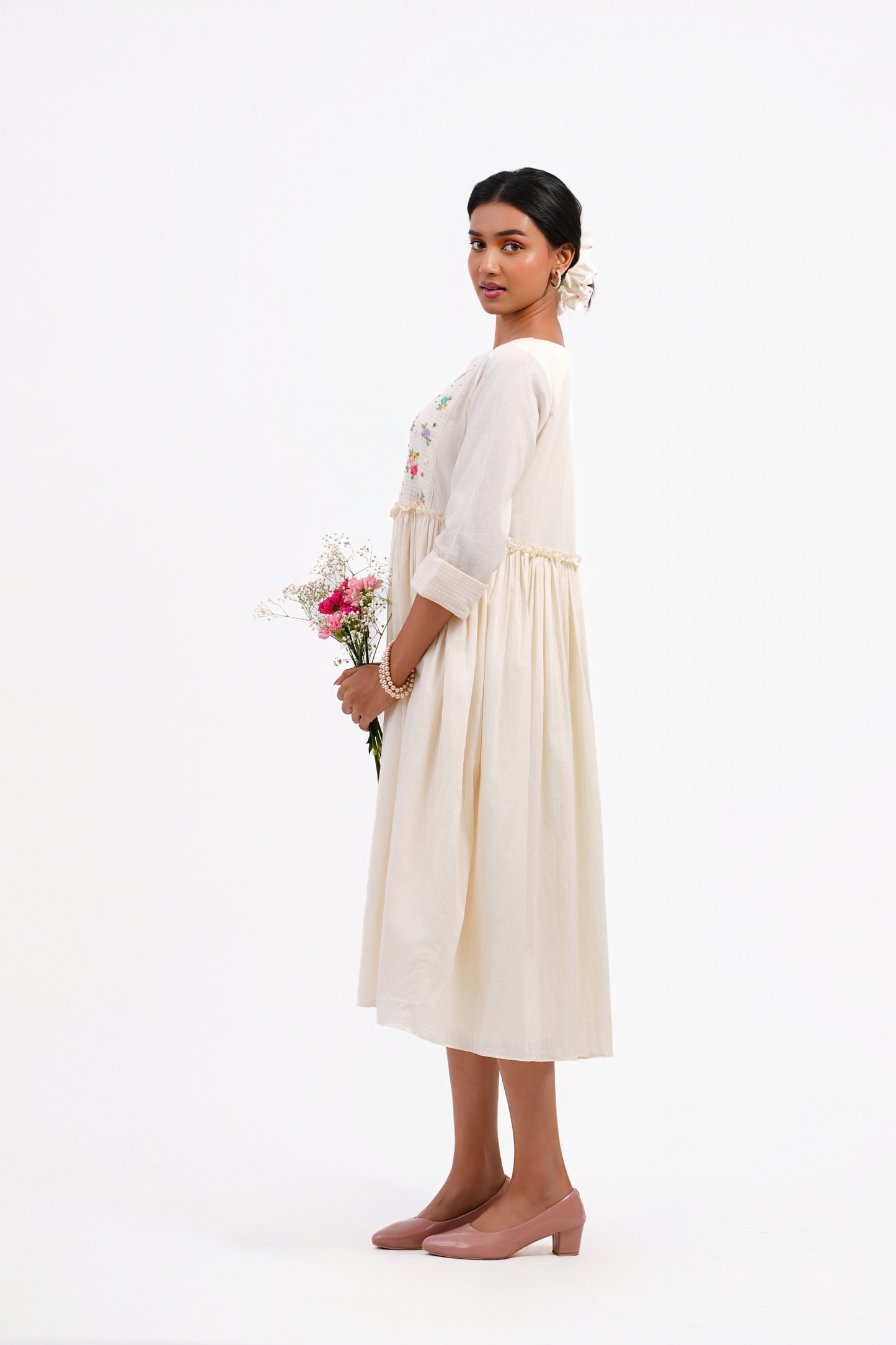 Snowdrop Pure Mulmul Dress (Ivory)