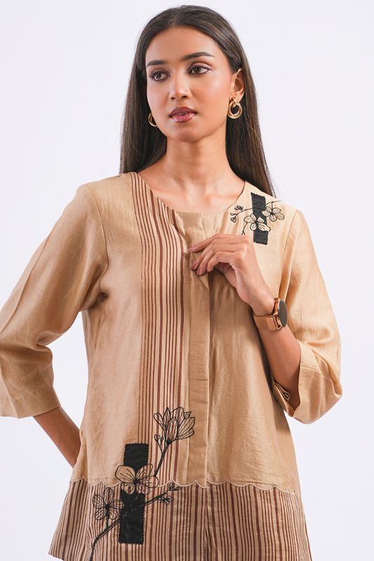 Quote Handloom Chanderi Co-Ord Set (Sand)