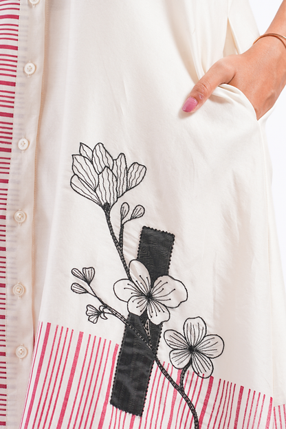 Epilogue Handloom Chanderi Kurta (Ivory)