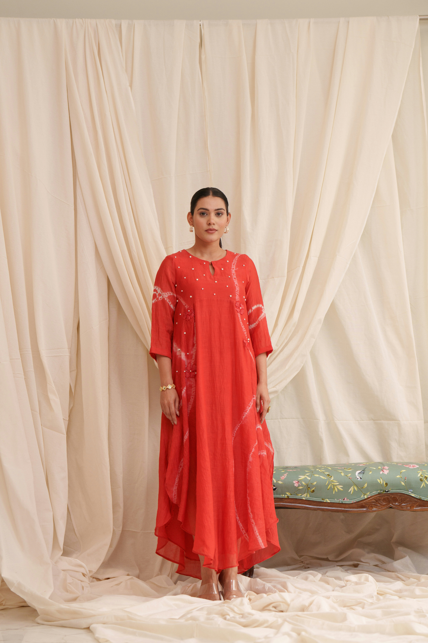 Lyrical (Red) Mul Chanderi Dress