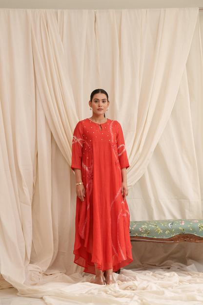 Lyrical (Red) Mul Chanderi Dress