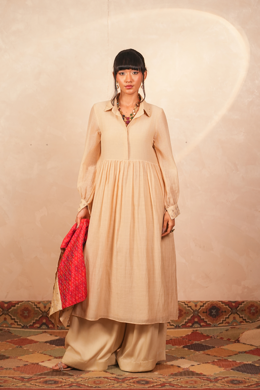 Chandni Mul Chanderi Kurta (Beige)