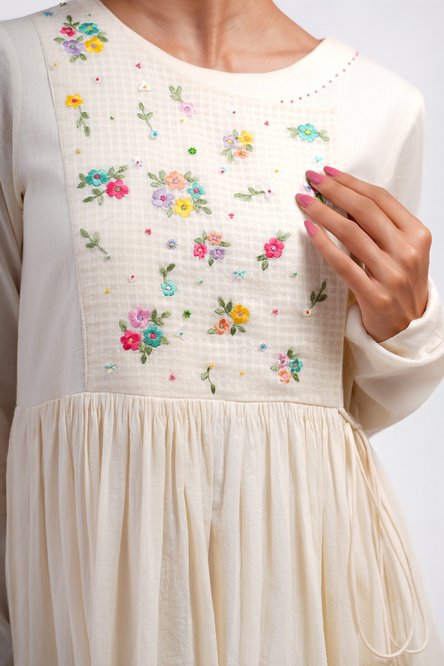 Snowdrop Pure Mulmul Dress (Ivory)