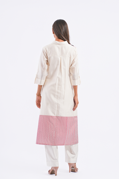 Epilogue Handloom Chanderi Kurta (Ivory)