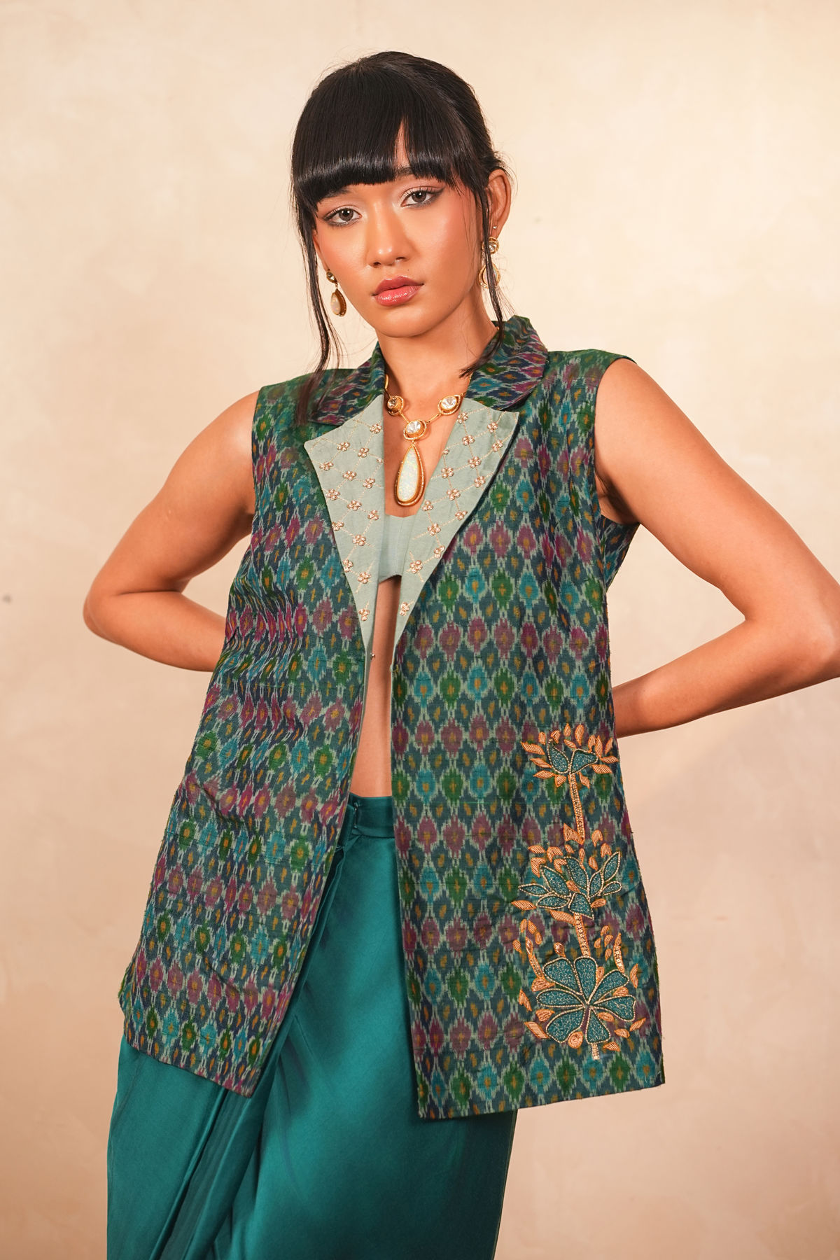 Parijaat Ikat Jacket (Teal)