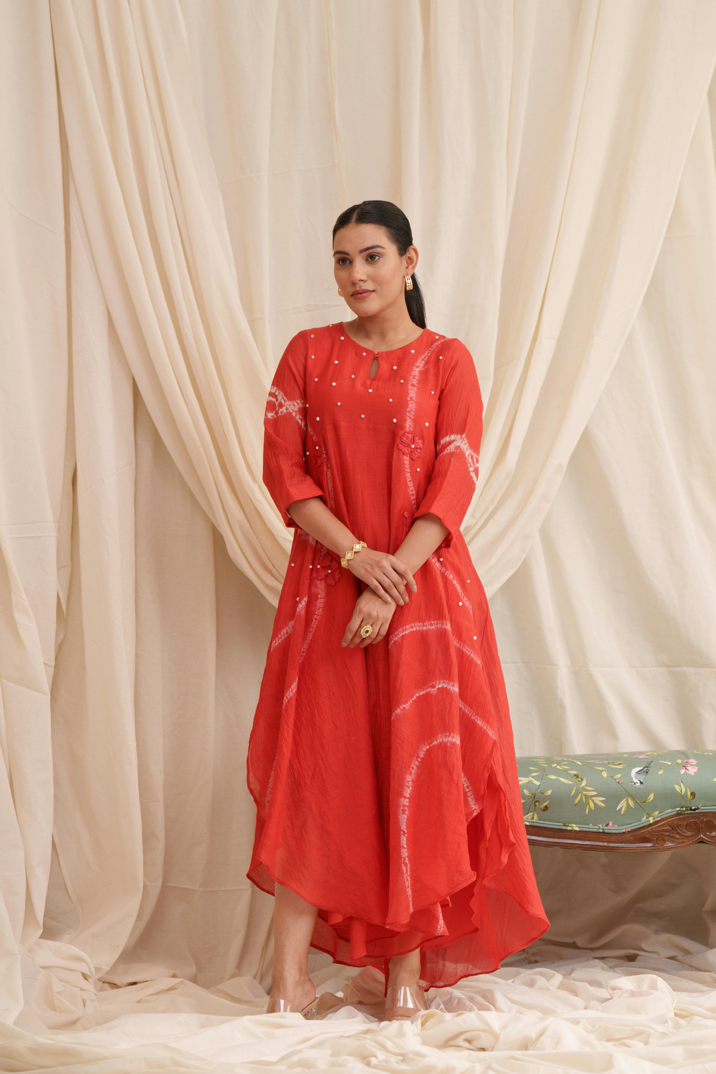 Lyrical (Red) Mul Chanderi Dress