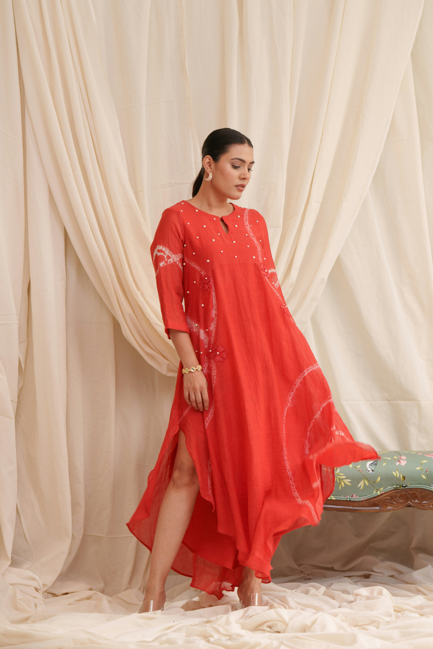 Lyrical (Red) Mul Chanderi Dress