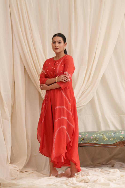 Lyrical (Red) Mul Chanderi Dress