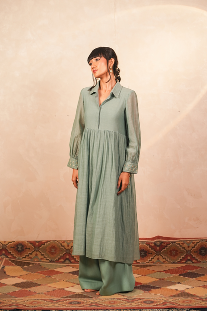 Chandni Mul Chanderi Kurta (Teal)