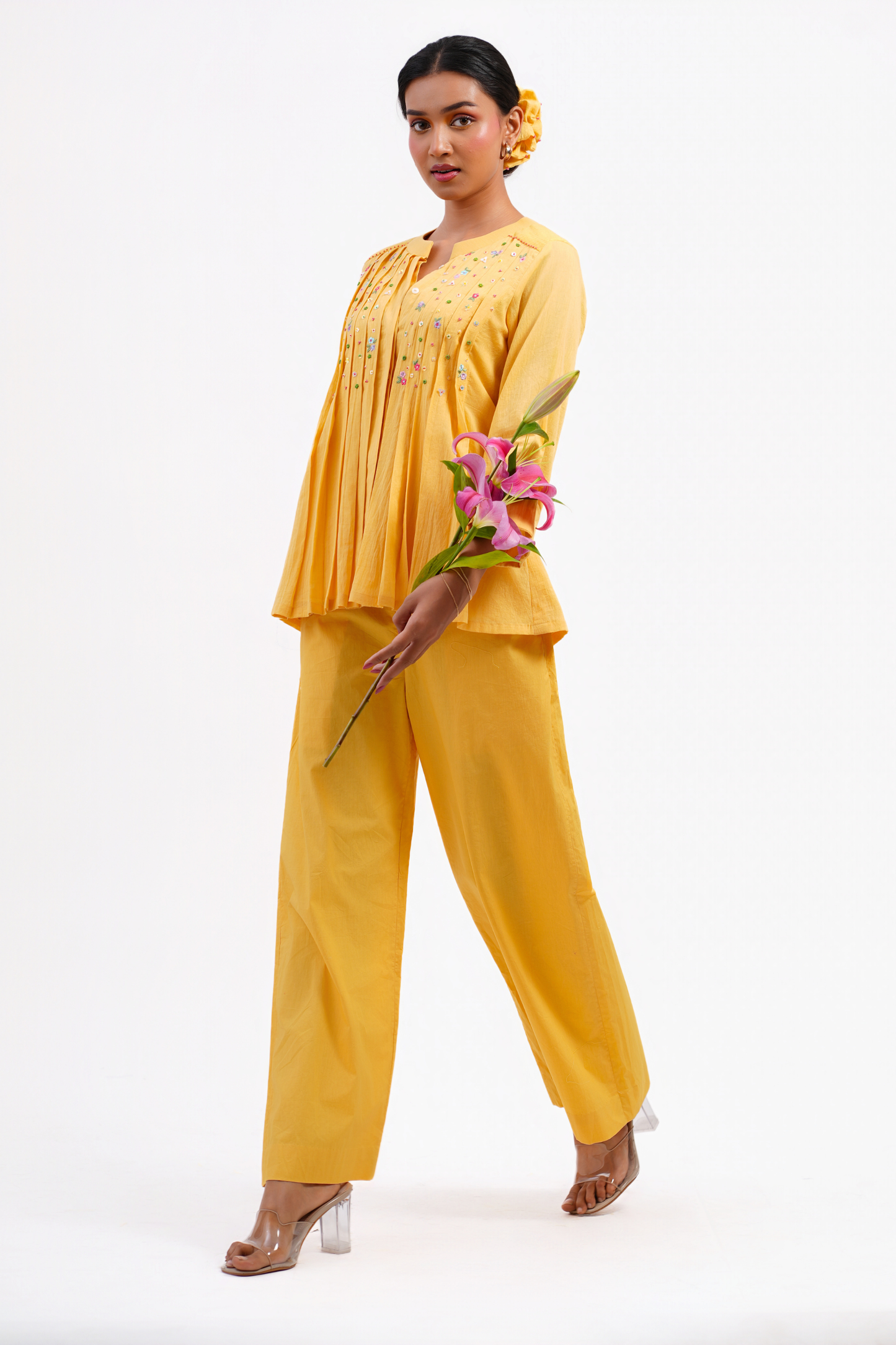Daisy Pure Mulmul Top (Yellow)
