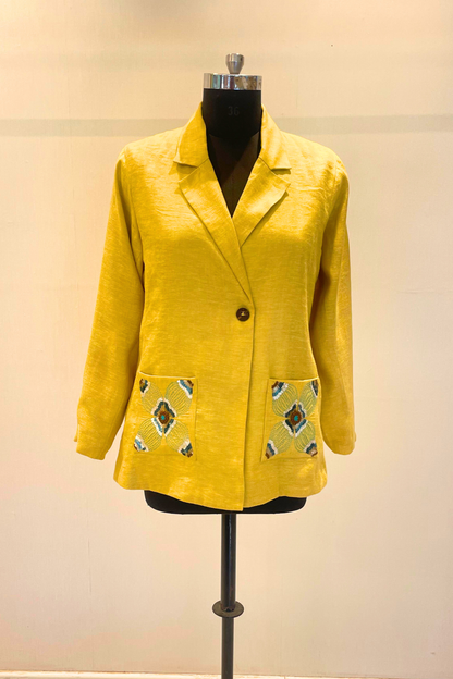 Yellow Pure Linen Jacket