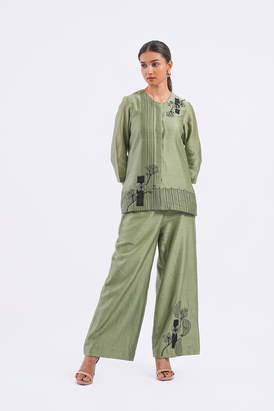 Quote Handloom Chanderi Co-Ord Set (Sage)