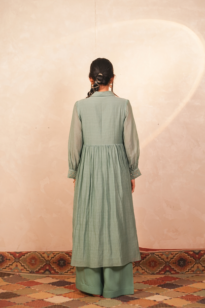 Chandni Chanderi Jacket and Kurta set (Teal)