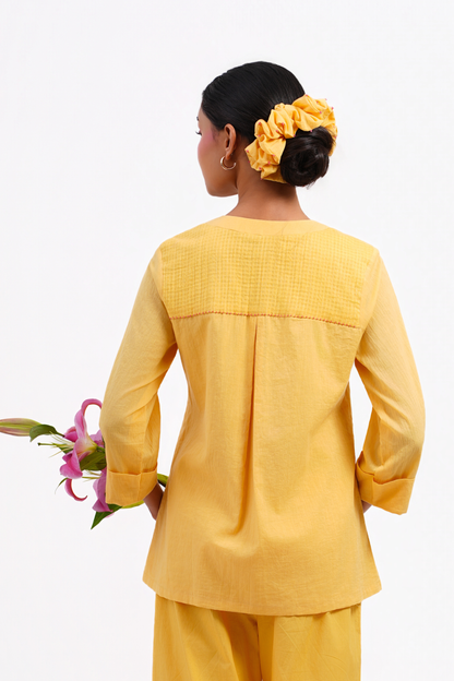 Daisy Pure Mulmul Top (Yellow)