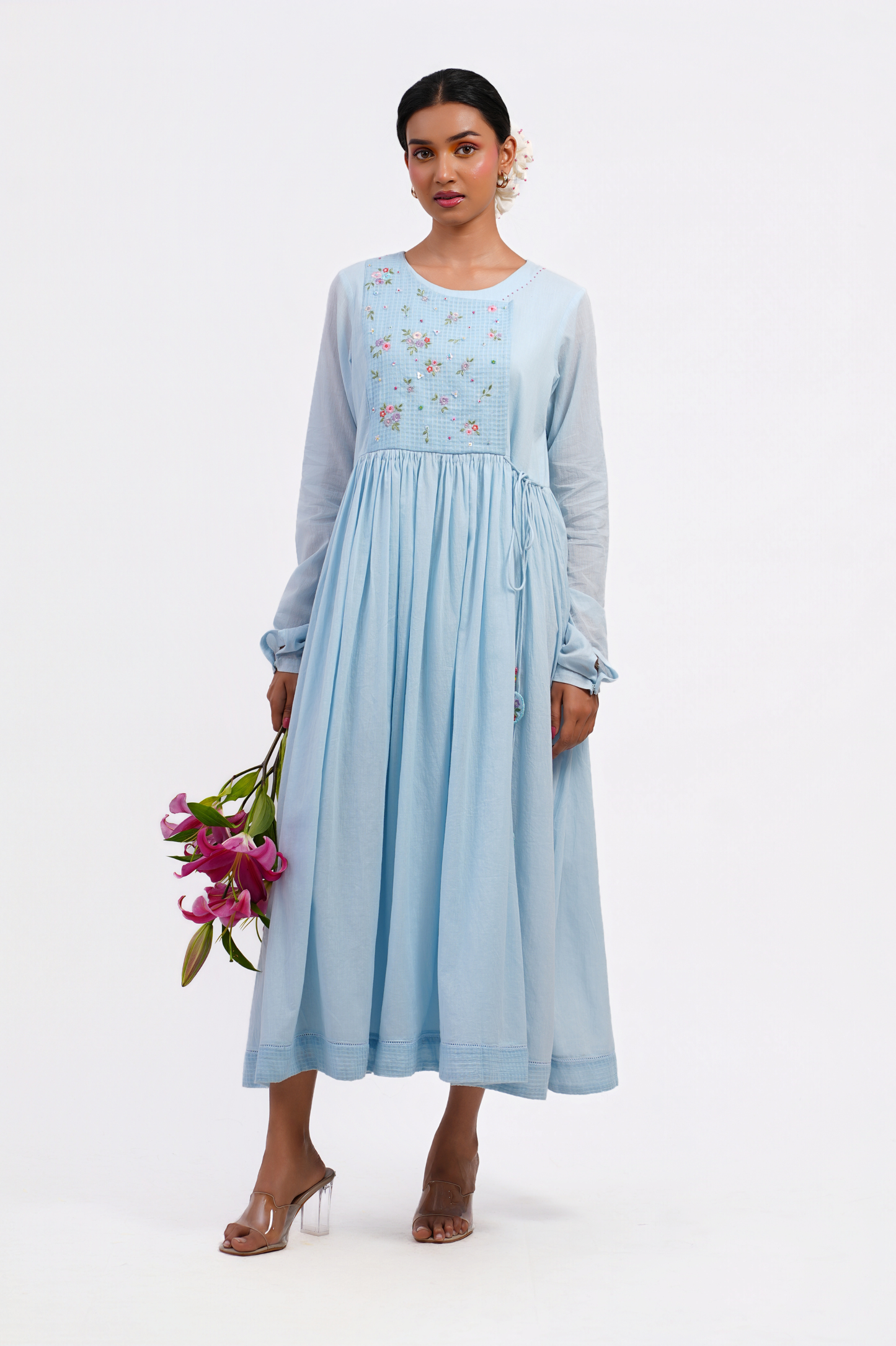 Snowdrop Pure Mulmul Dress (Blue)