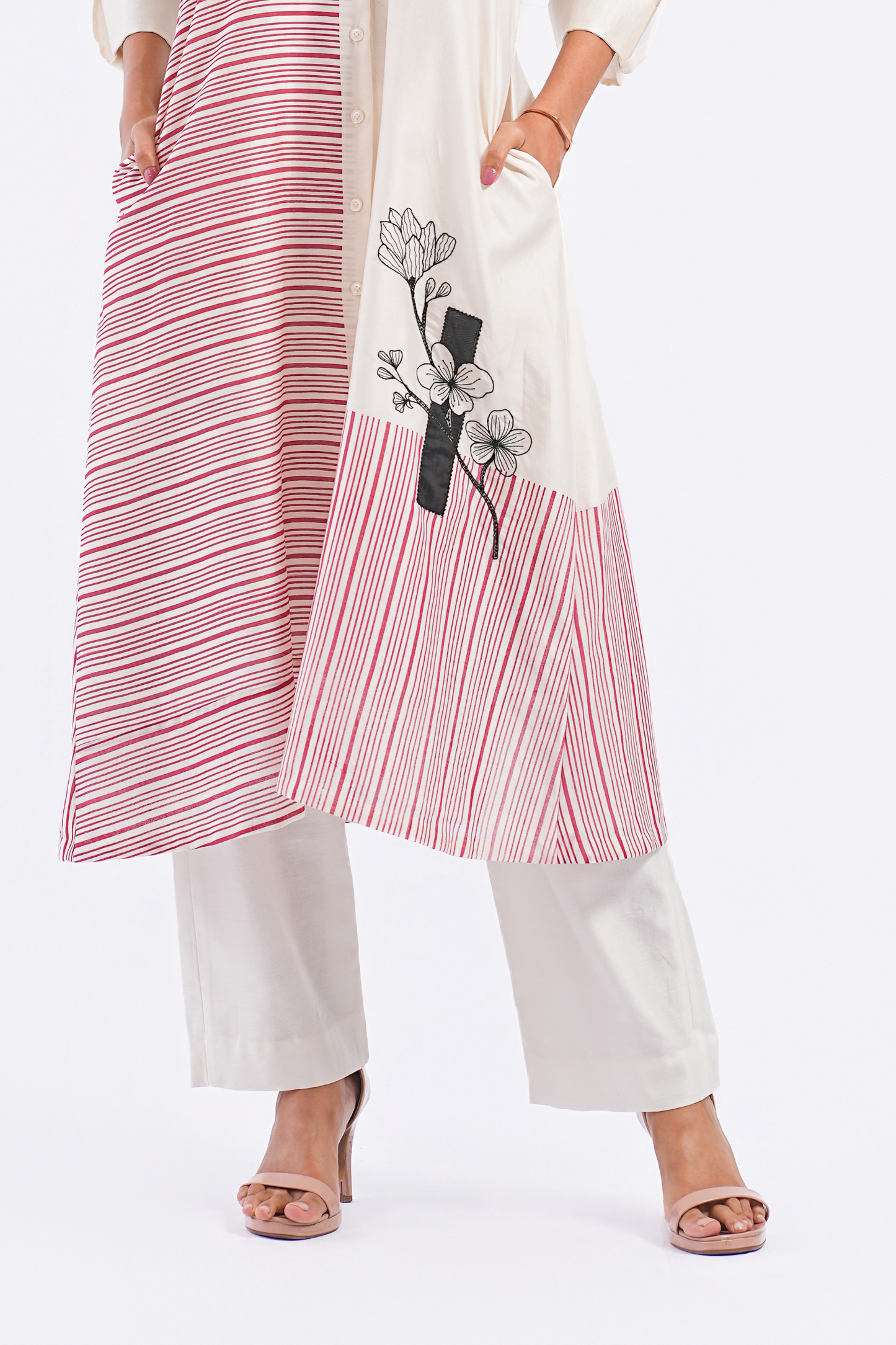 Epilogue Handloom Chanderi Pants (Ivory)