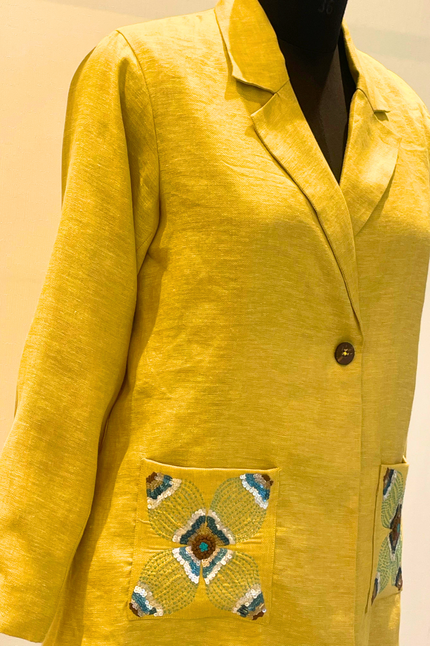 Yellow Pure Linen Jacket