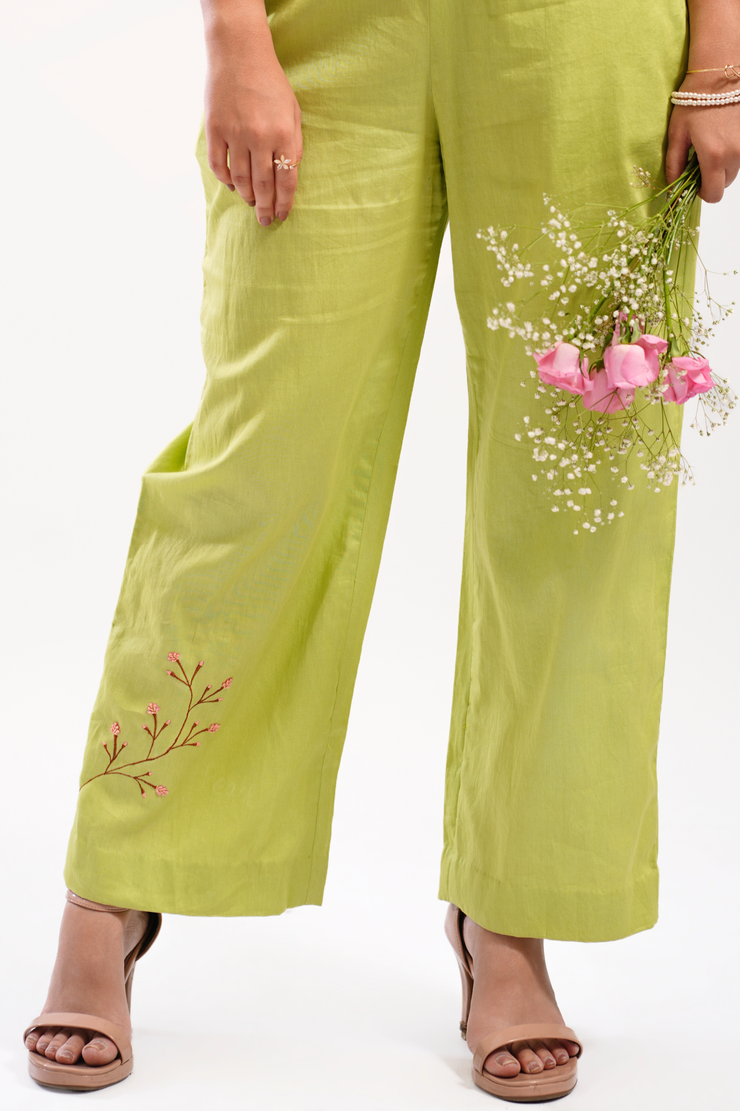 Lime Sketch Cotton Pants