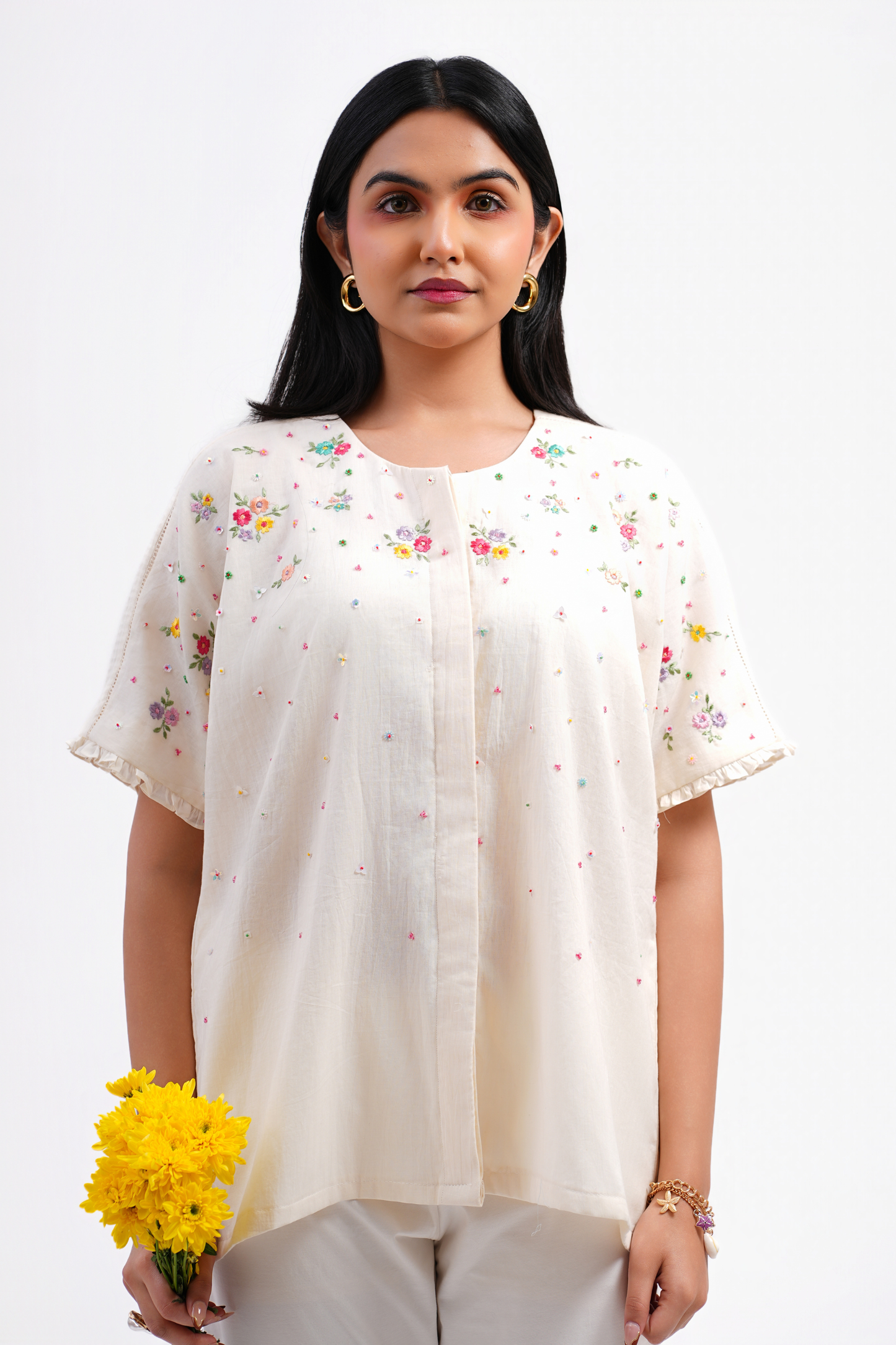 Bluebell Pure Mulmul Top (Ivory)