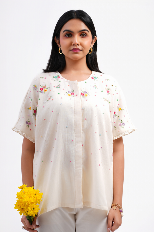 Bluebell Pure Mulmul Top (Ivory)