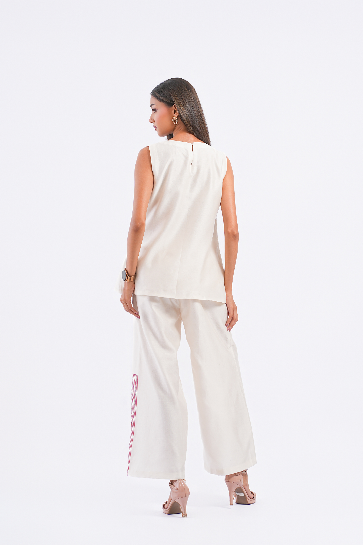 Footnote Handloom Chanderi Pants (Ivory)