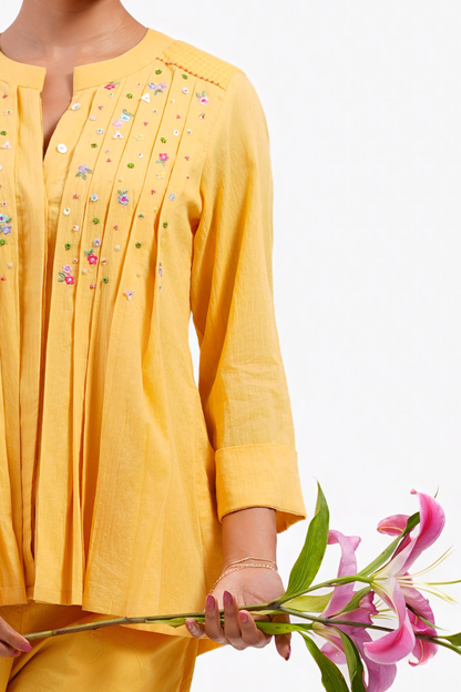 Daisy Pure Mulmul Top (Yellow)