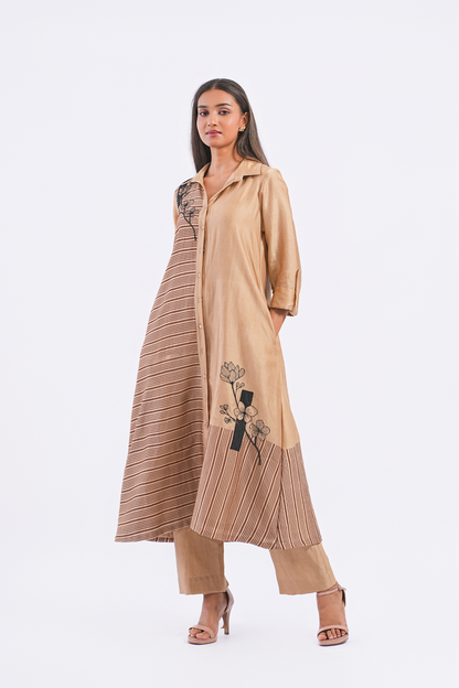 Epilogue Handloom Chanderi Kurta (Sand)