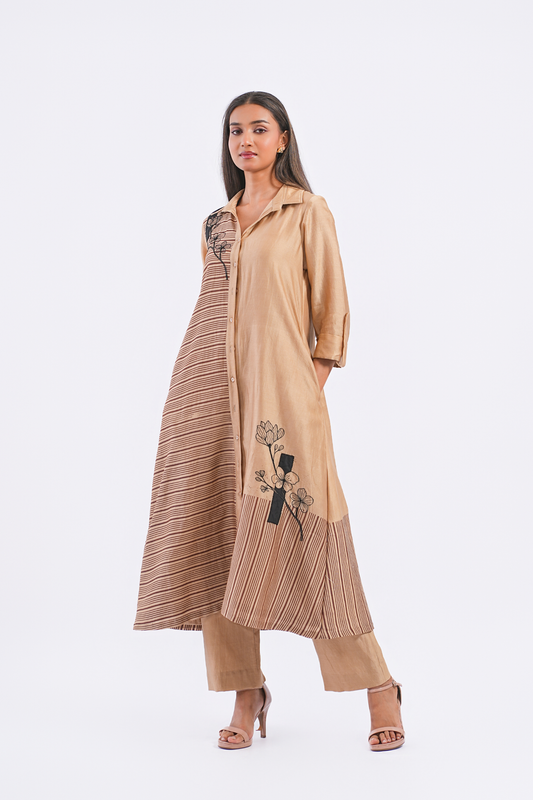 Epilogue Handloom Chanderi Kurta (Sand)