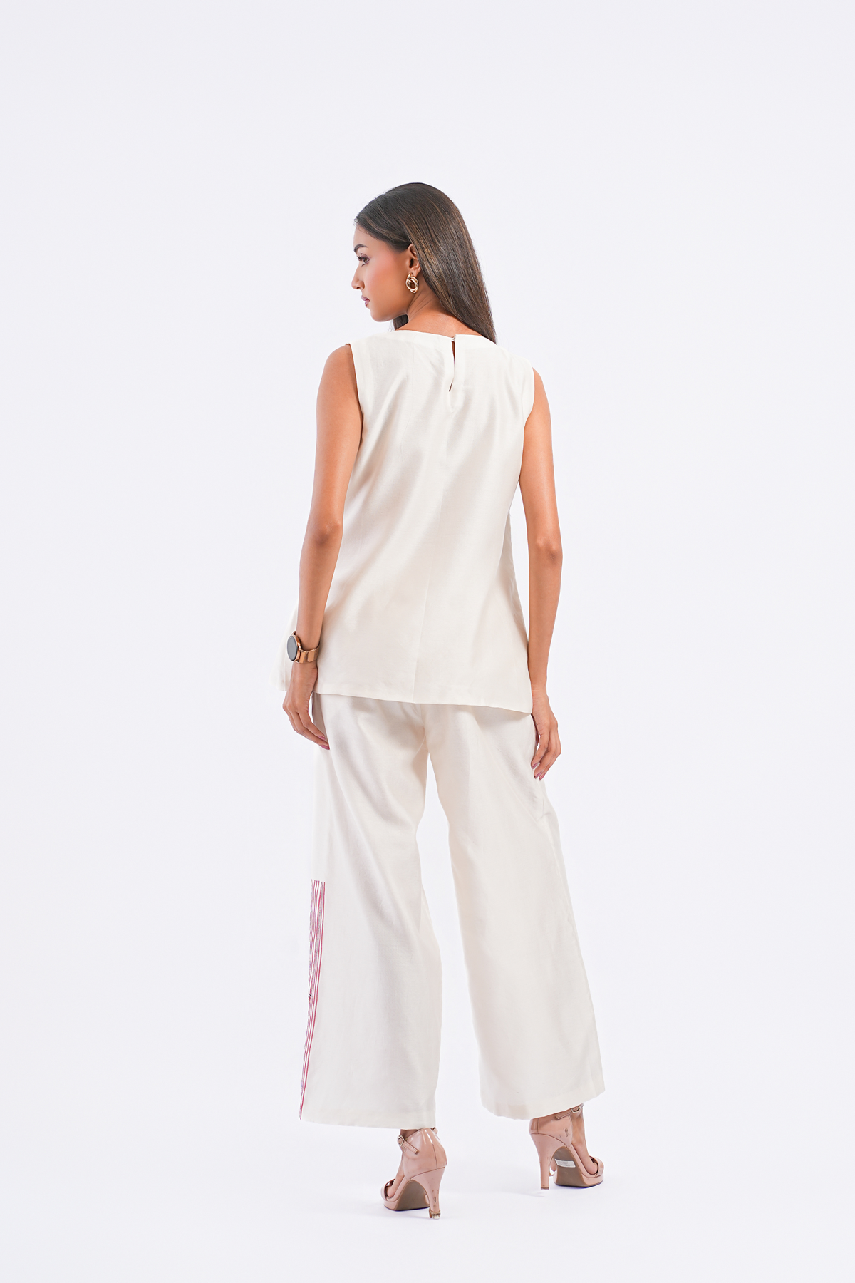 Footnote Handloom Chanderi Co-Ord Set (Ivory)