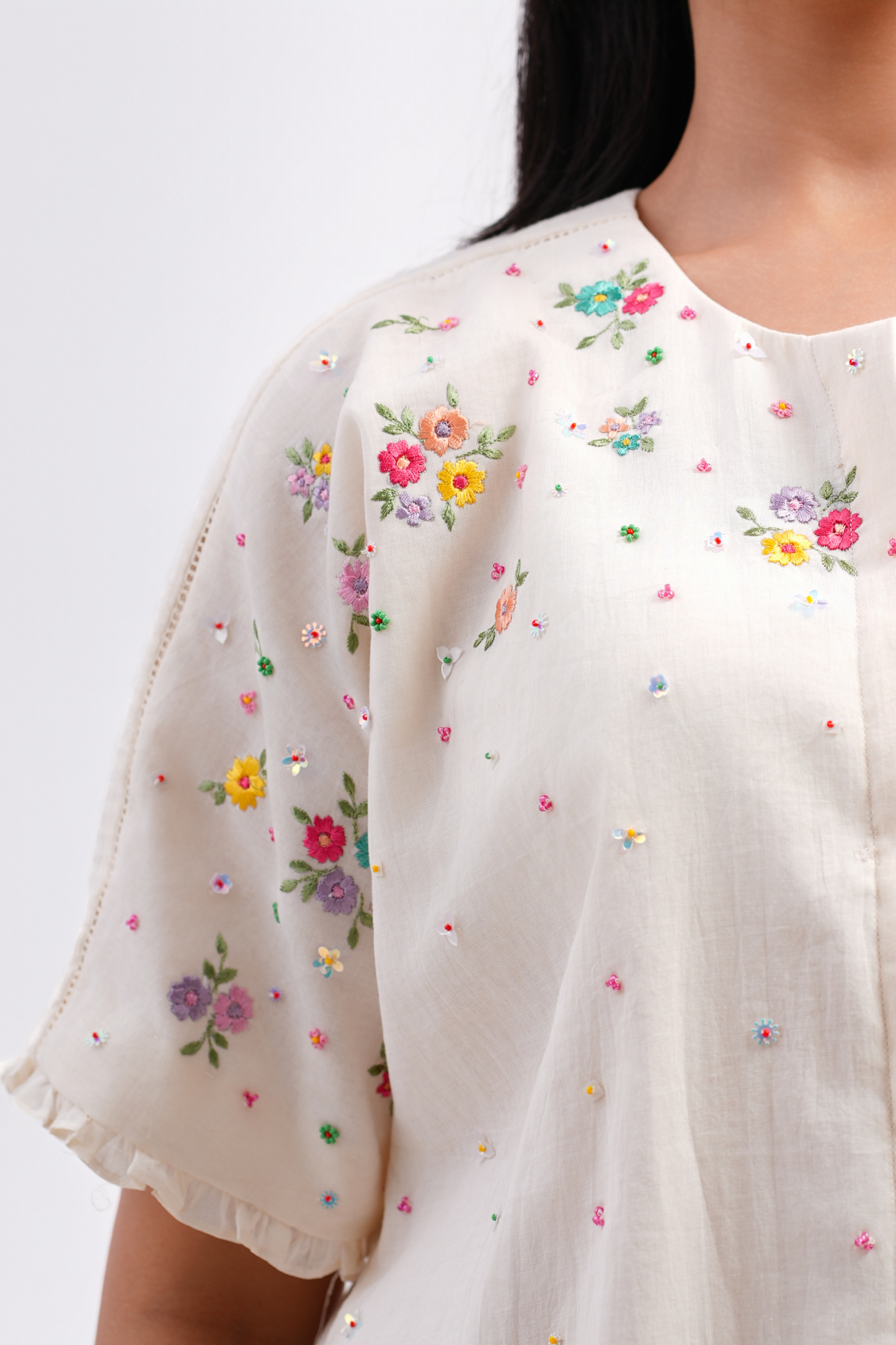 Bluebell Pure Mulmul Top (Ivory)