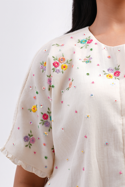 Bluebell Pure Mulmul Top (Ivory)