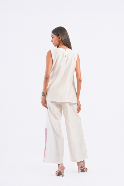 Footnote Handloom Chanderi Top (Ivory)