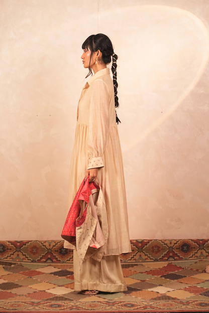 Chandni Chanderi Jacket and Kurta set (Beige)
