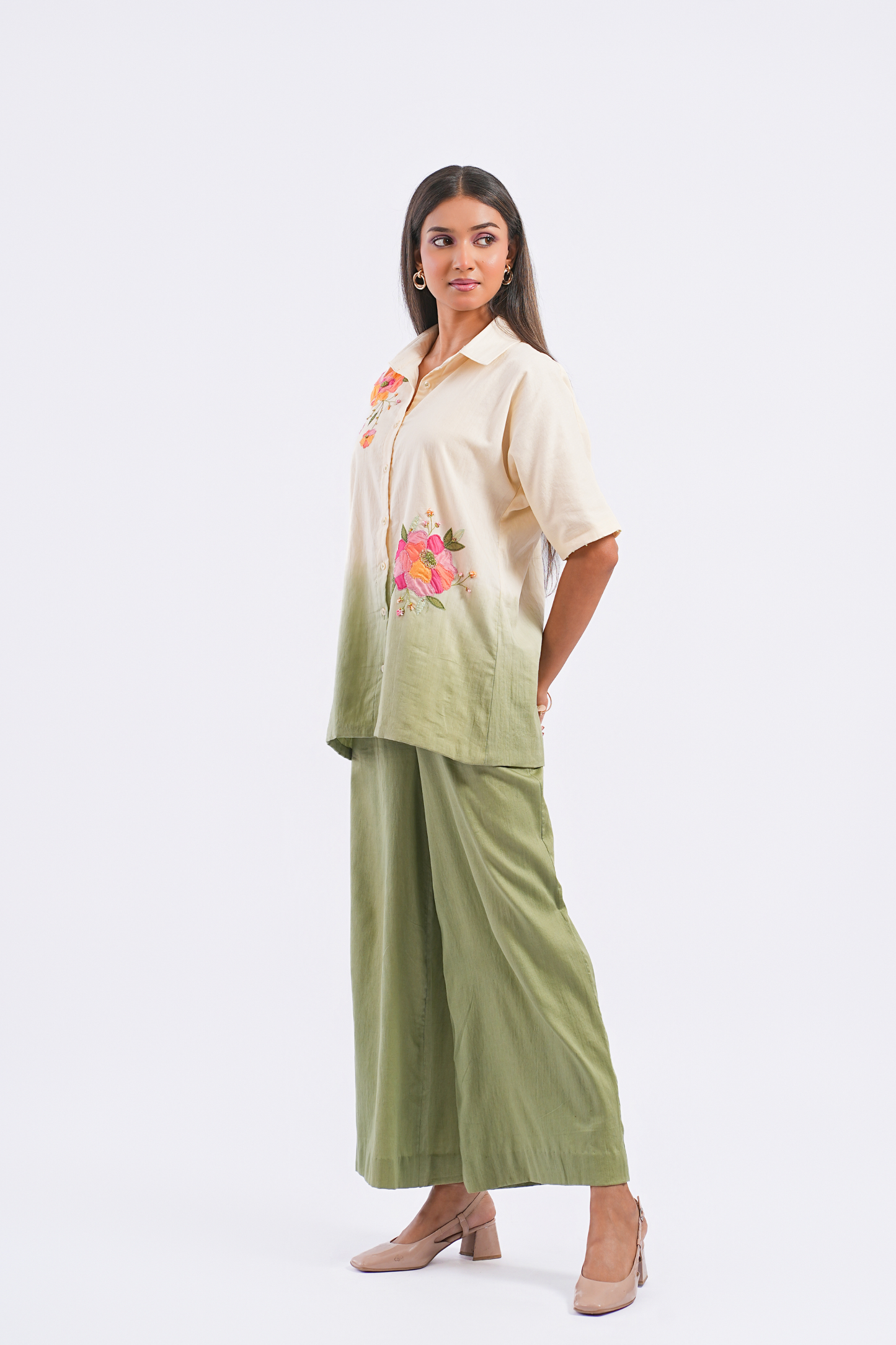 Olive Pure Mulmul Co-Ord Set